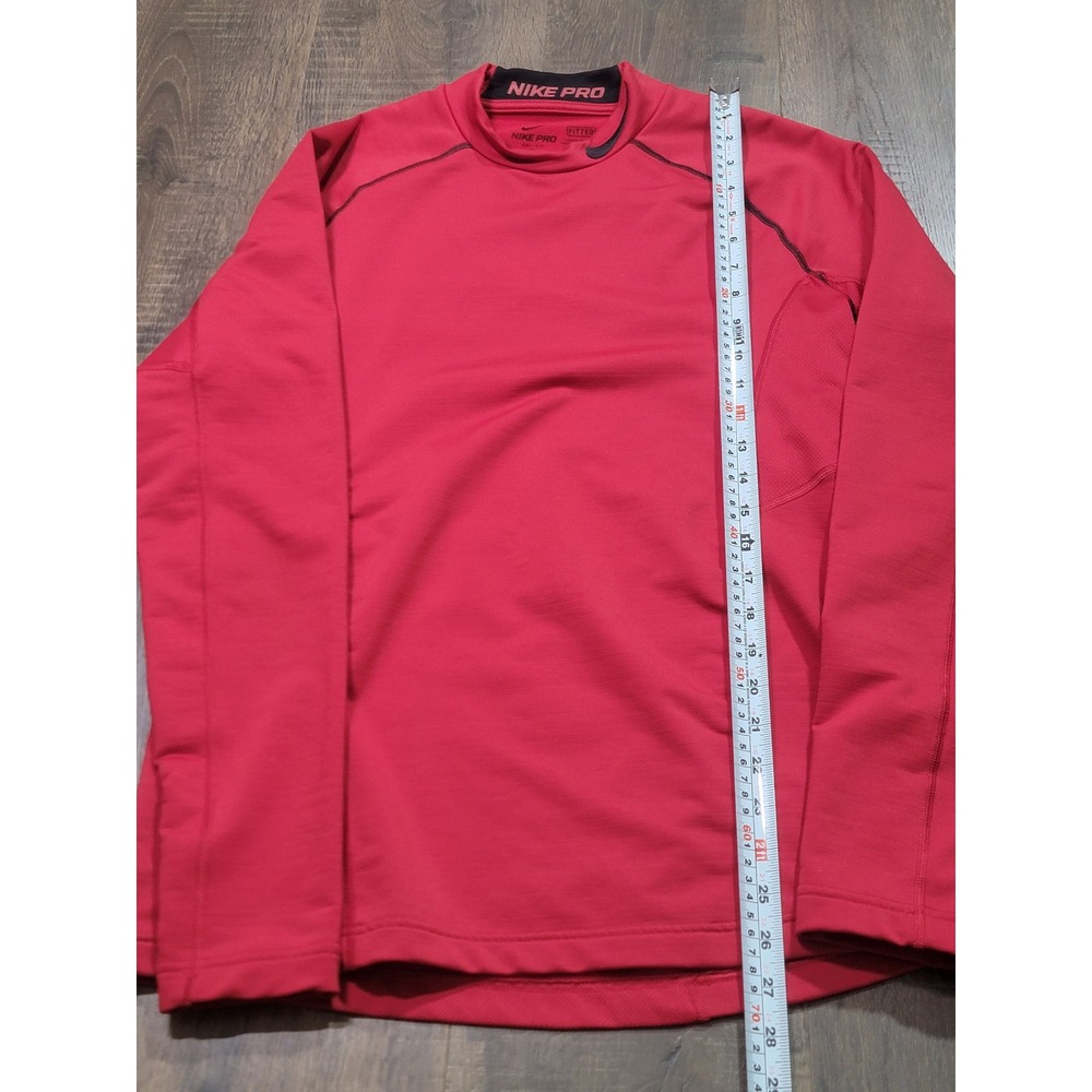 Nike Pro Mens Red Dri-FIT Mock Neck Long Sleeve Training Shirt 659816-687‎ M